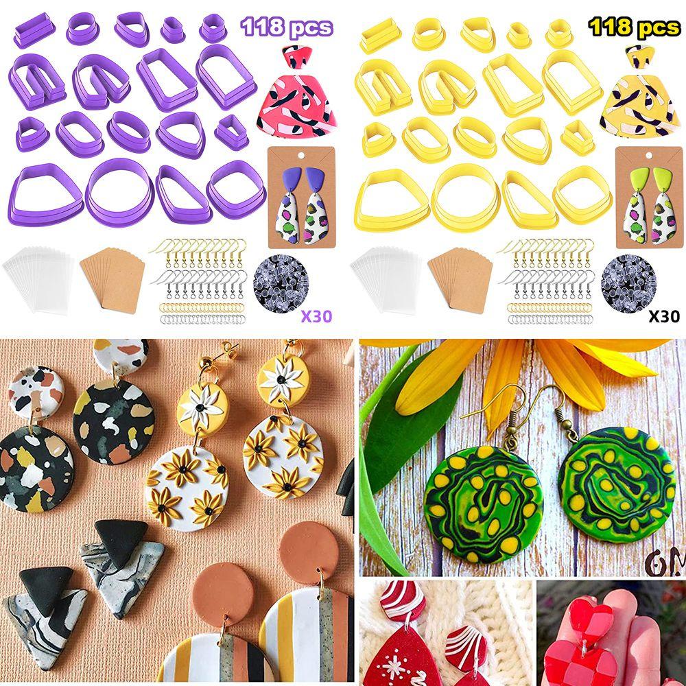 Lily 118pcs Pemotong Tanah Liat Polimer Kartu Anting Dapur Cetakan Kue Plastik