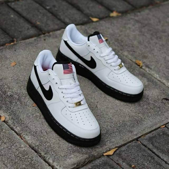 Sepatu Nike Air Force 1 Ted Tes USA Flag " White black"  Putih Hitam Premium