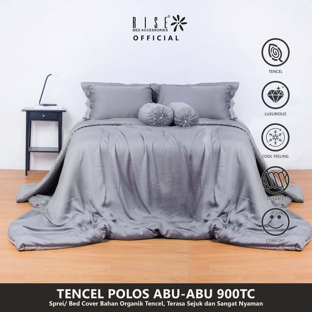 Rise Sprei Set Bed Cover Tencel Grey Polos 900TC