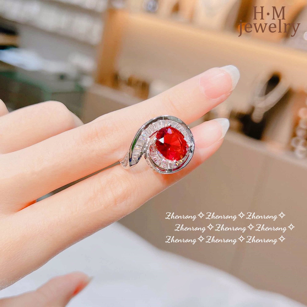 Sapphire Cincin Berlian Merah Model Twist