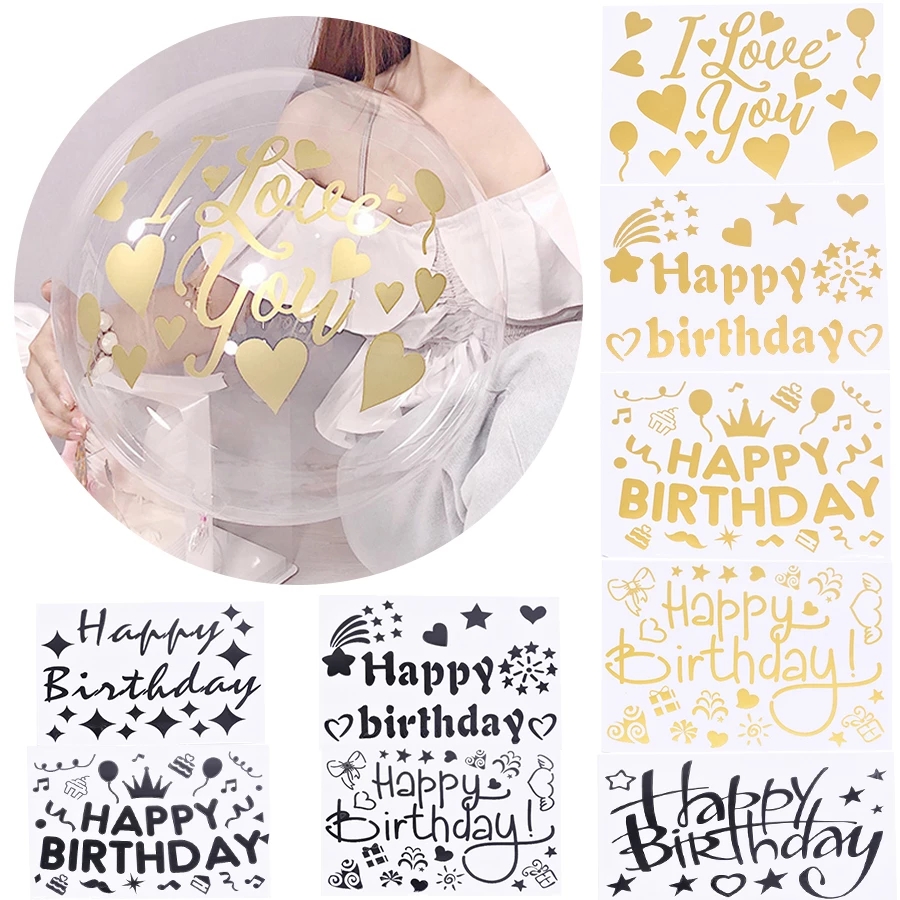 Stiker Balon Desain Happy Birthday Untuk Dekorasi Pesta