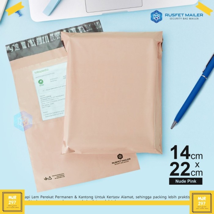 

MENYURAT-SURAT- AMPLOP PLASTIK POLYMAILER - RUSFET ( PEACH ) - 14X22 -SURAT-MENYURAT.