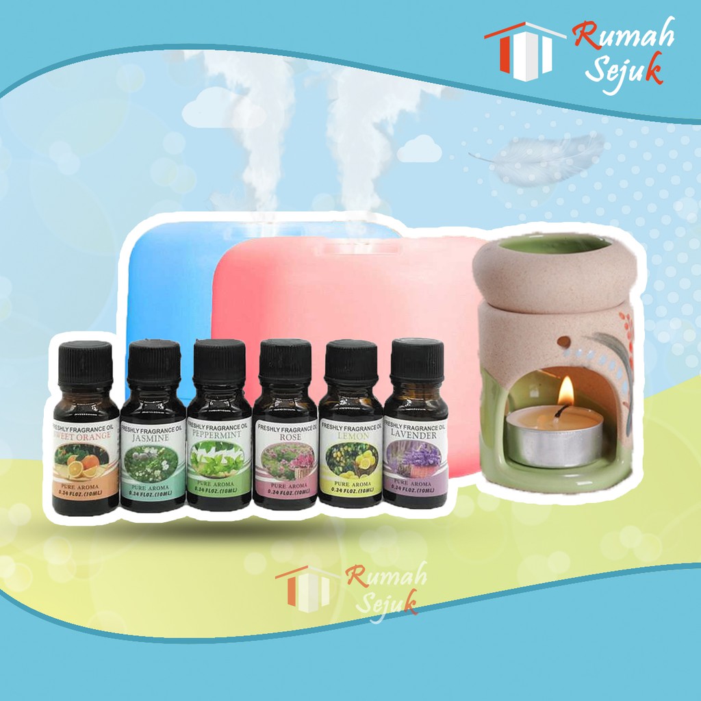 6 Botol Aroma Terapi Aromatherapy Essential oil Diffuser Aromaterapi Pure Murni &amp; Alami Air Fragrance Pengharum Pewangi Esensial Esential Oil Ruangan 10ml Defuser Humidifer Minyak Humadifier Humudifier Humdifier Difusser Essential Kamar Taffware