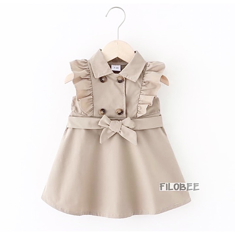 FILOBEE DRESS ANAK PEREMPUAN RAMI KATUN SINGLET STYLE KOREA PITA IKAT COKSU