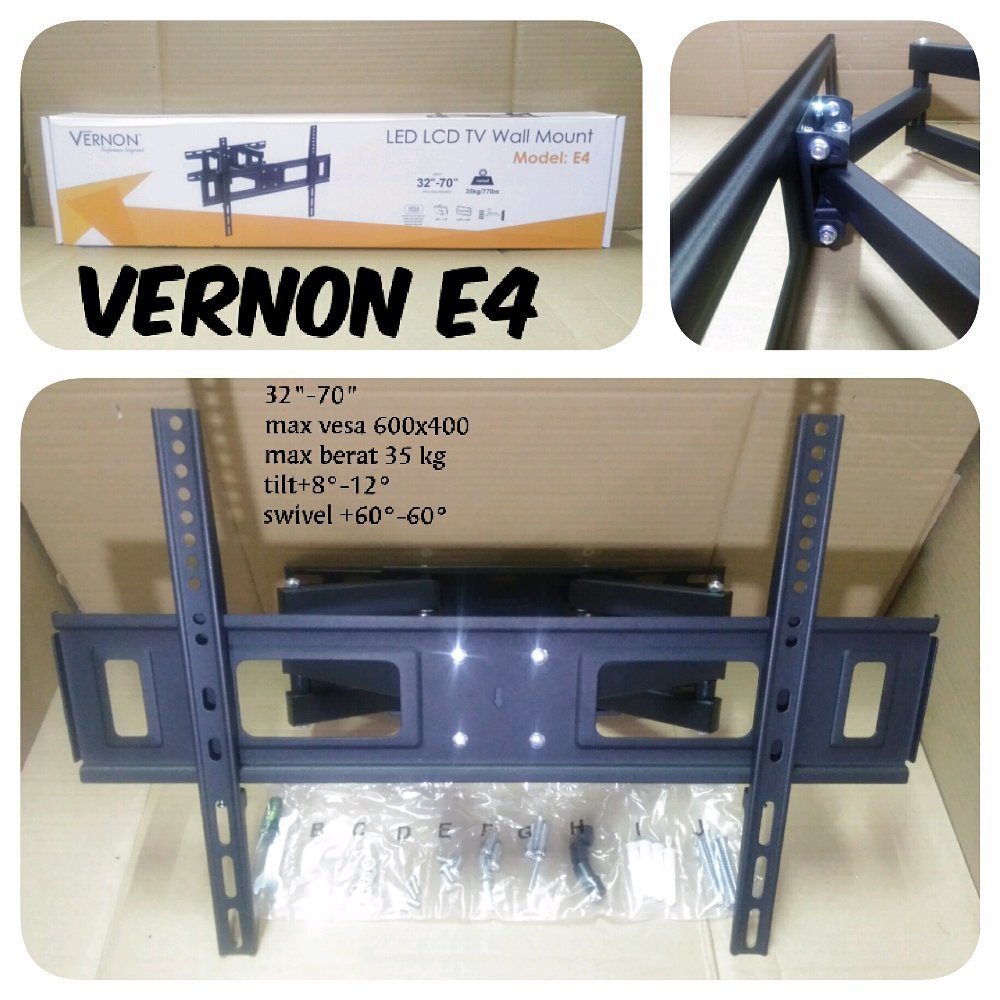 BRACKET TV LED DAN LCD 32 - 70 INCH VERNON E4 BRACKET TELEVISI SMART LCD