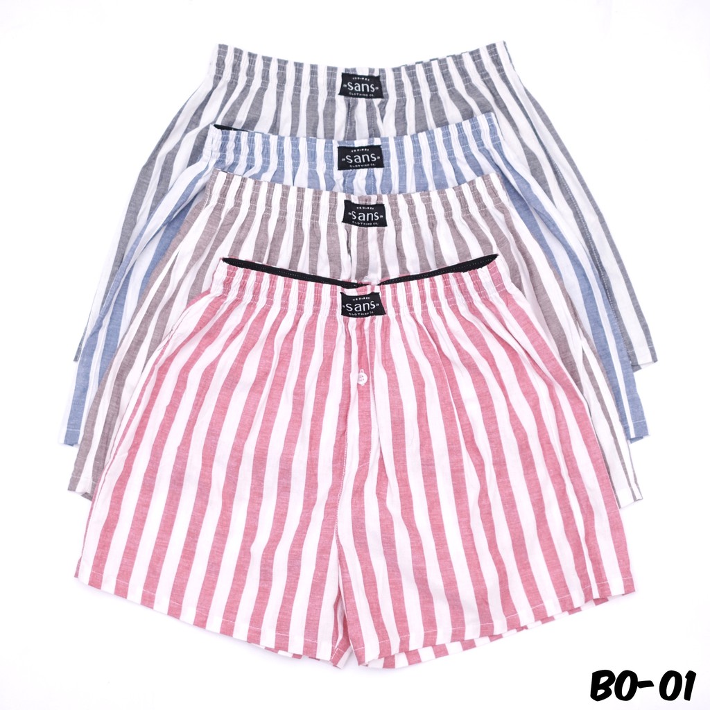 Celana Boxer Cowok Cewek Unisex Motif Garis-Garis BO-01