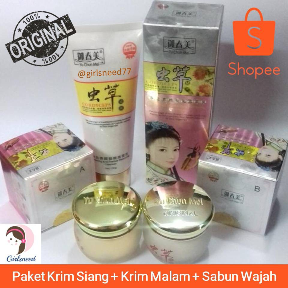 Paket Yu Cun Mei Cordyceps Day and Night Cream plus Facial Foam Yu Chun Mei Cordyseps Original