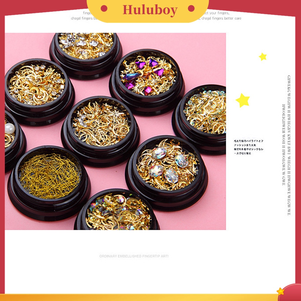 Huluboy Huluboy♡ Stiker Kuku Motif Bintangbulan Bahan Tembaga Untuk Nail Art