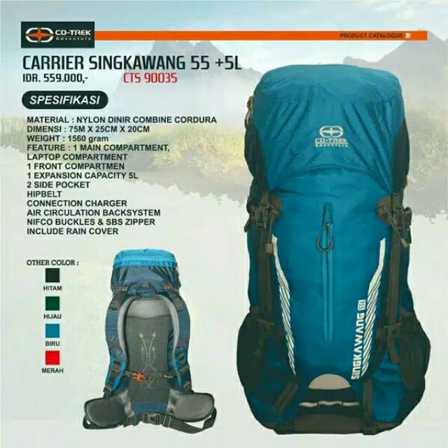 PROMO CARRIER COTREK SINGKAWANG 55+5 L FREE RAINCOVER Tas ransel co trek carrier co trek Singkawang