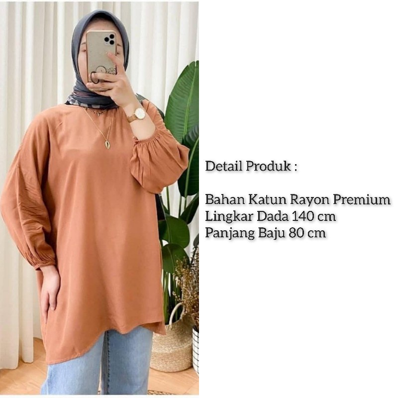 Blouse Wanita Jumbo Oversize Outfit Dara Blus Ootd Baju Atasan Wanita Lengan Panjang Muslim Big Size-3