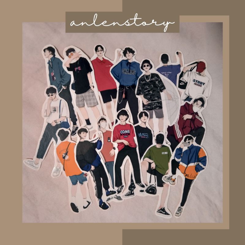 

[New‼️] 18pcs Stiker Aesthetic Cowok DIY Scrapbook Journal Bujo
