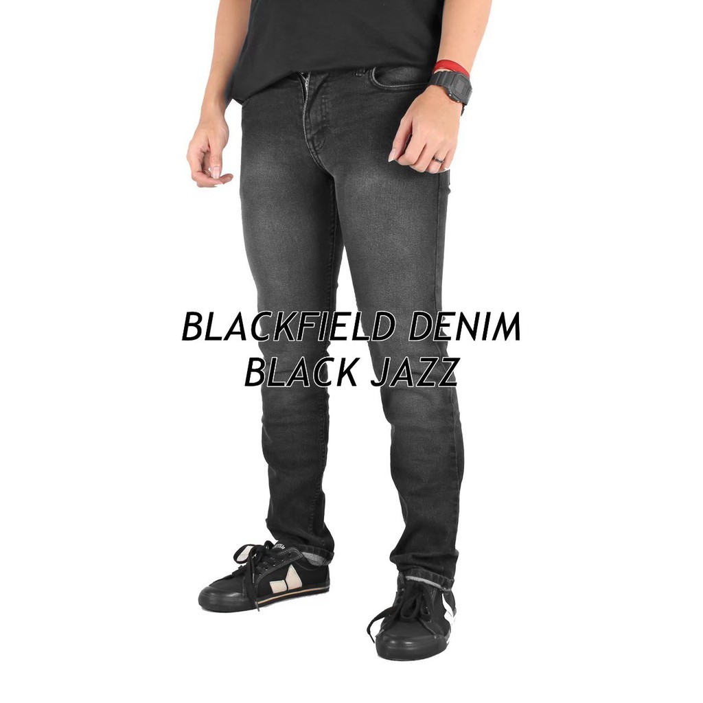 BIG SIZE Celana Jeans Skinny Bahan Melar / Celana Panjang Cowok Ukuran Besar Blackjazz Scrub