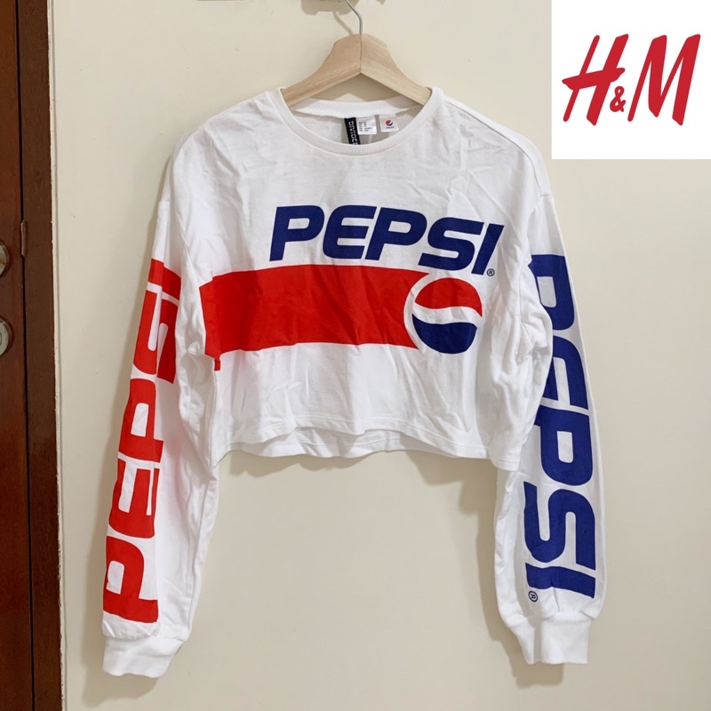 H&M Crop Sweater Oversize Wanita HnM Atasan Crop Pepsi Hype