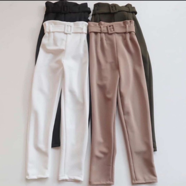 Millea Ring Belt Pants ( Tebal stretch BEST SELLER ) Celana Kantor Wanita | celana belt highwaist | cekana anti buncit