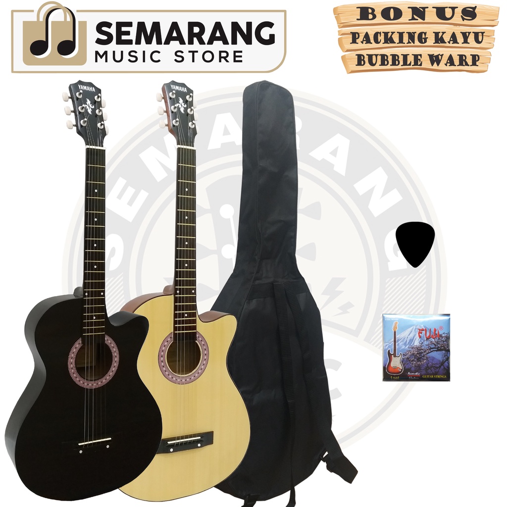 PROMO!!! Gitar Akustik Termurah Bonus Softcase Pick Senar Cadangan Packing Kayu &amp; Bubble Warp