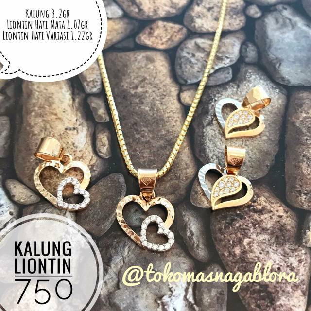 KALUNG ITALY SANTA VARIASI LIONTIN HATI MATA EMAS 750