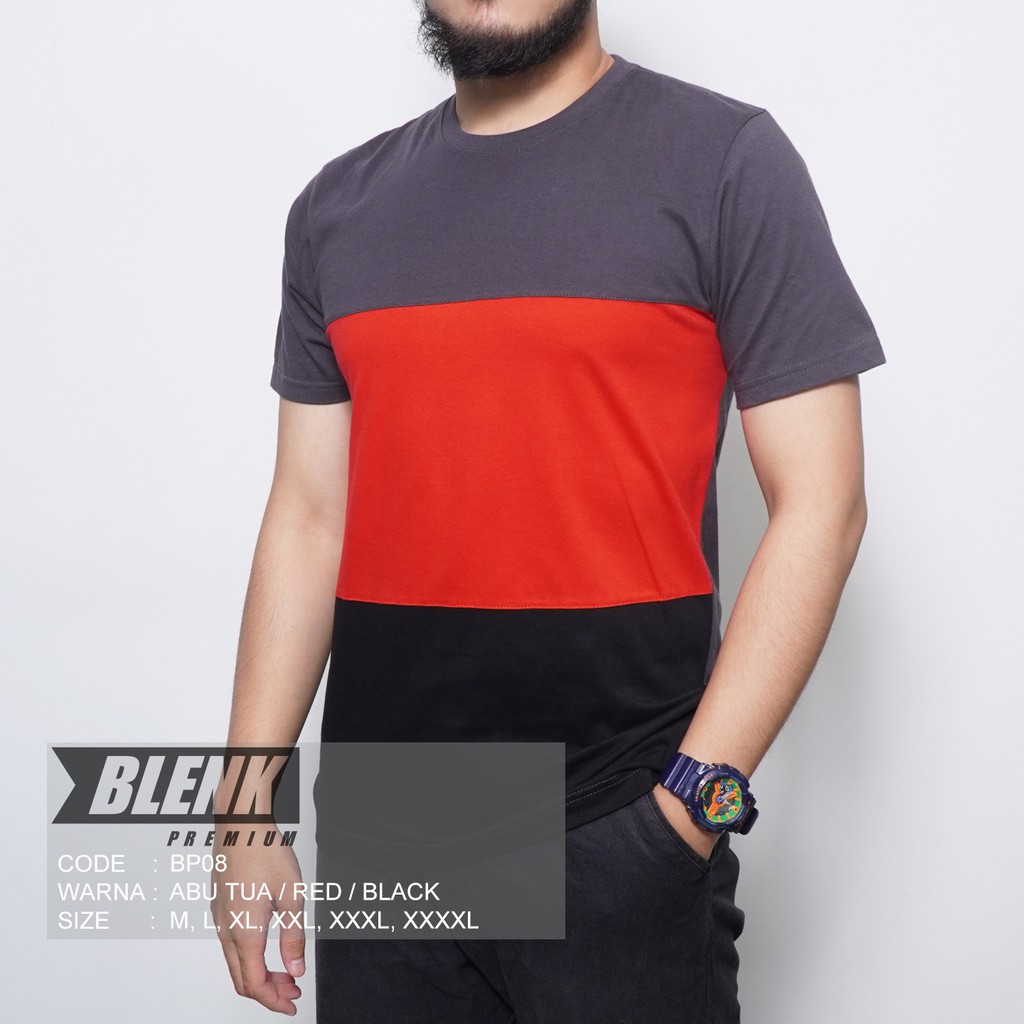 BLENK Kaos Distro Pecah Pola Kaos Basic T Shirt Pria Kaos Distro
