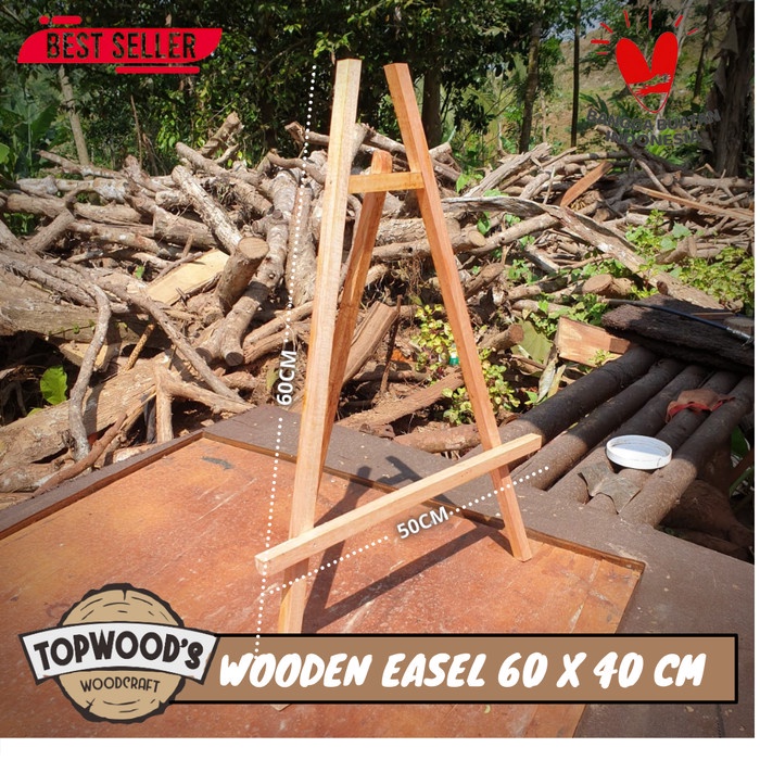 

Natural Wooden Easel 60 x 50 cm Esel kayu frame stand lukis canvas