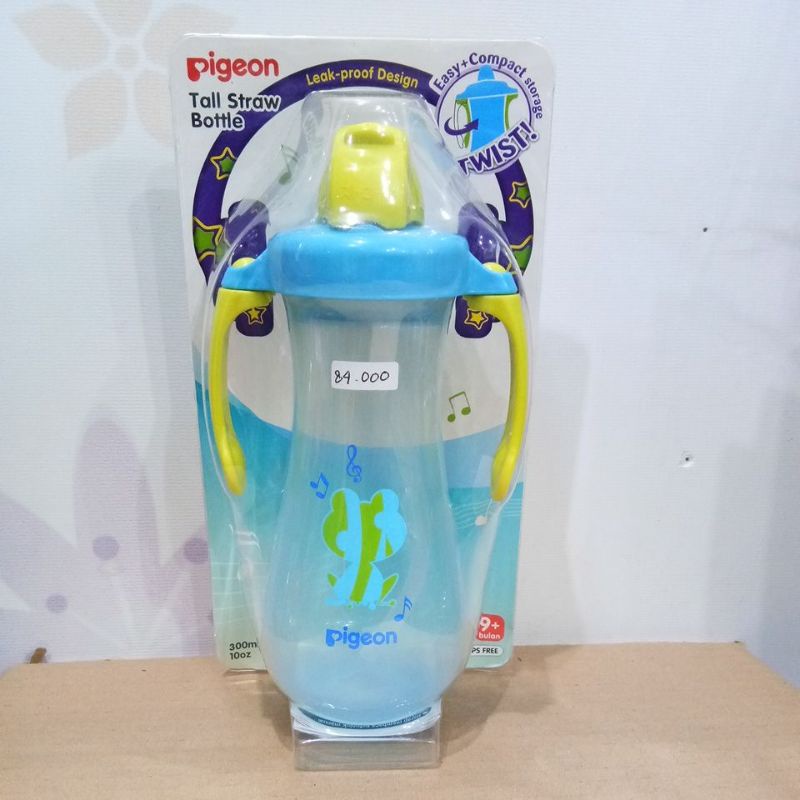 PIGEON TALL STRAW BOTTLE BIRU, PINK 300ML 9+BULAN