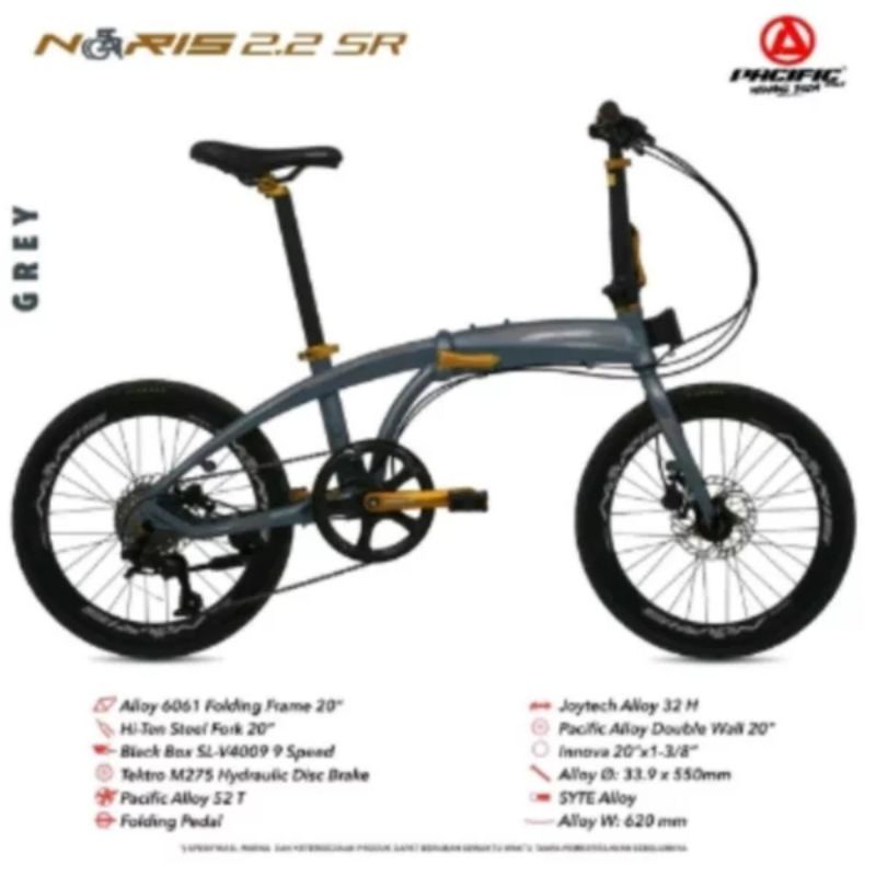 Sepeda Lipat 20 Inch Pacific Noris 2.2 SR 9 Speed Rem Hidrolik HYDRAULIC Alloy