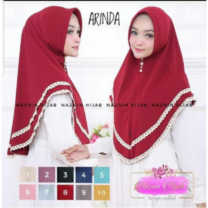 Khimar Arinda RENDA 2 , Bahan jersey , ped antem , UK 80x80