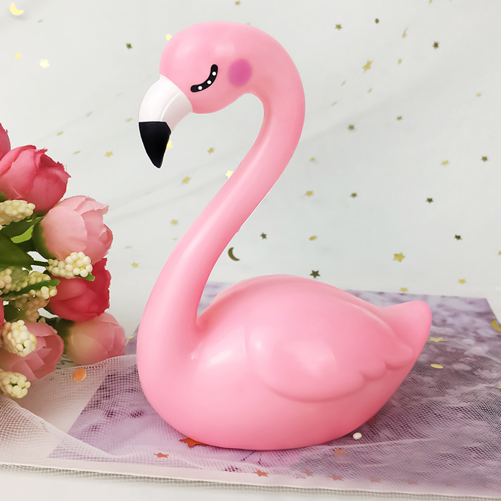 Ornamen Topper Kue Desain Flamingo Dengan Lampu Untuk Dekorasi Pesta Ulang Tahun