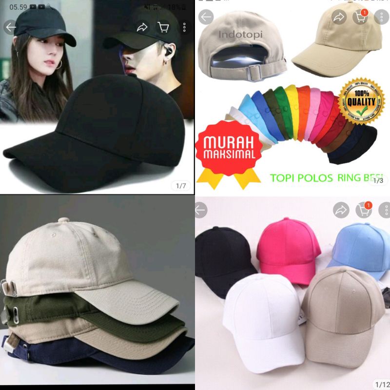 Topi Baseball Polos Pria Wanita