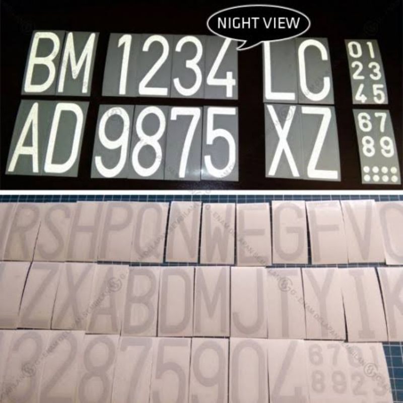 STIKER ANGKA PLAT NOMOR.