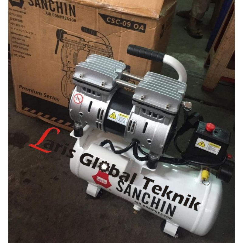 Kompresor angin silent halus Oilles Sanchin Compressor 9 Liter 0,75Hp