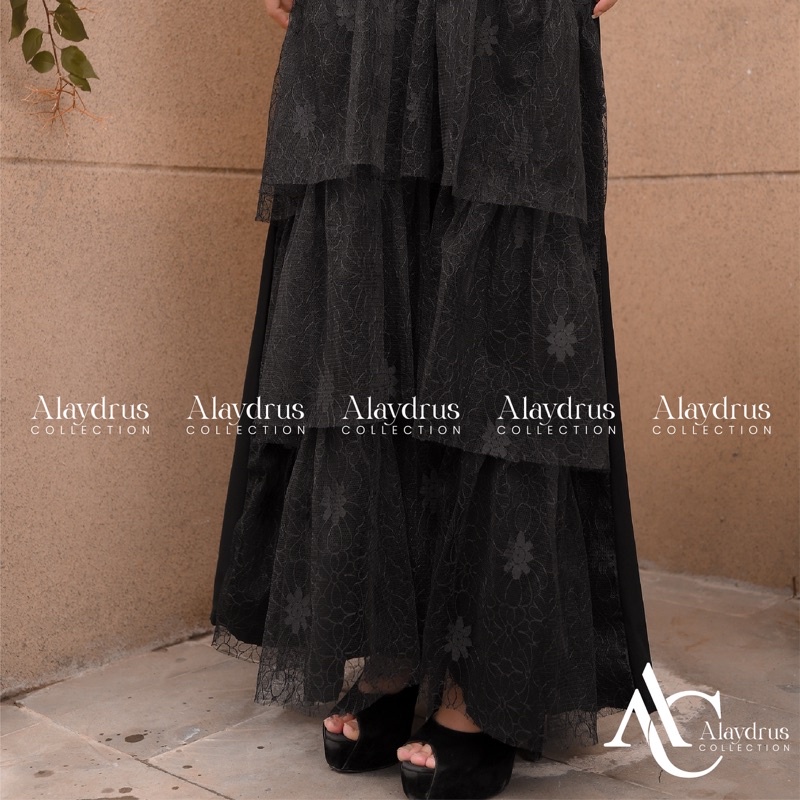 Abaya Dress Maxi Arab Saudi Kombinasi Brukat Maimun