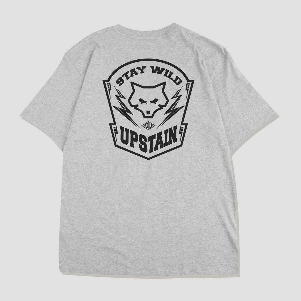 KAOS PRIA / BAJU DISTRO / KAOS TSHIRT DISTRO / FASHION PRIA MEREK UPSTAIN WEAR WARNA ABU-ABU