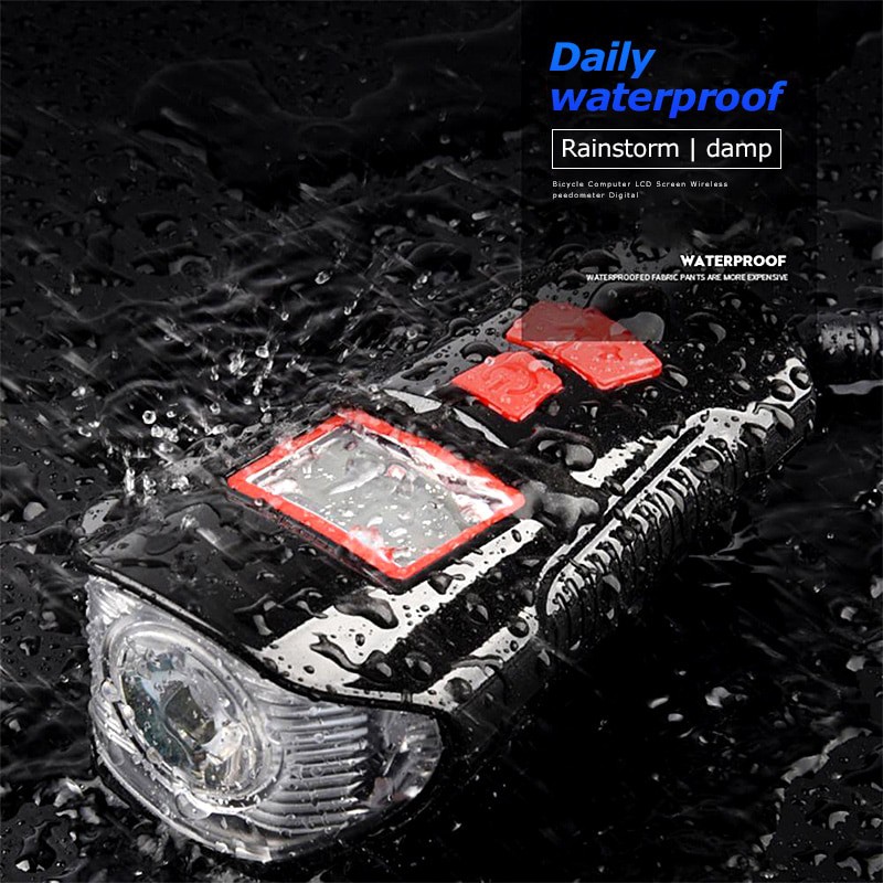 Lampu Klakson Sepeda LCD Screen Waterproof + Speedometer - TaffSPORT