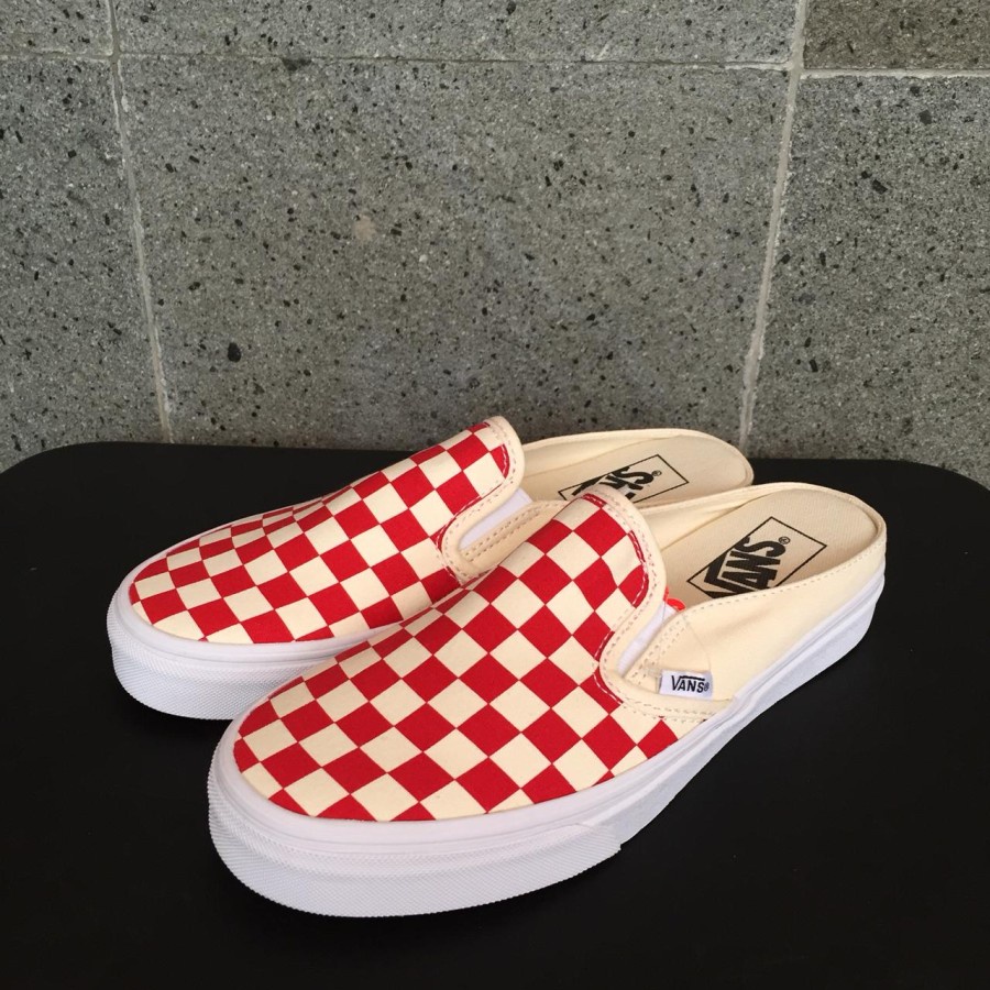 VANS SLIP ON MULE RED WHITE