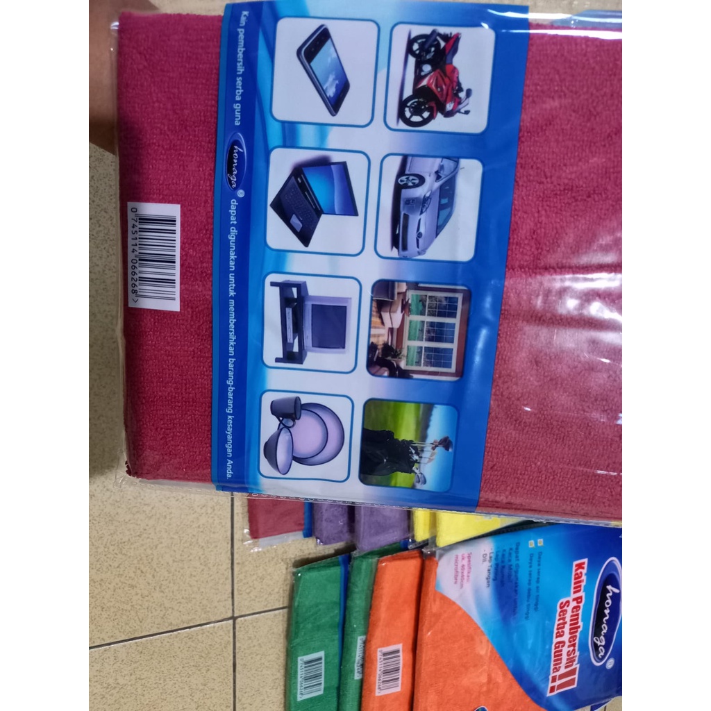 Kain Lap Pembersih Microfiber Honaga 40x40 Tebal 320GSM / Handuk Microfiber Jumbo