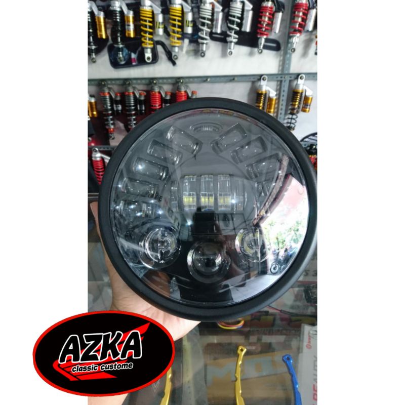 lampu depan headlamp daymaker 7 inch 19 led set batok super pesek