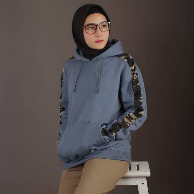 Sweater Cewek Original Brand Plat Loreng Coklat