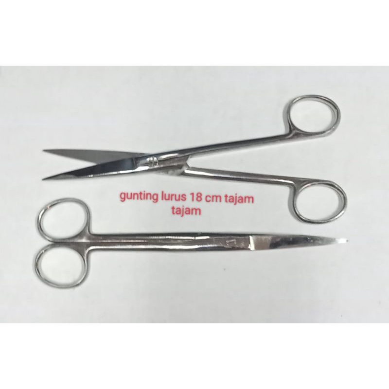 Gunting Medis 18 cm Tajam Tajam Lurus &amp; Bengkok
