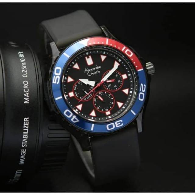 Jam tangan Pria Alexandre Chtistie Ac- 6531Rubber Original Best Seller