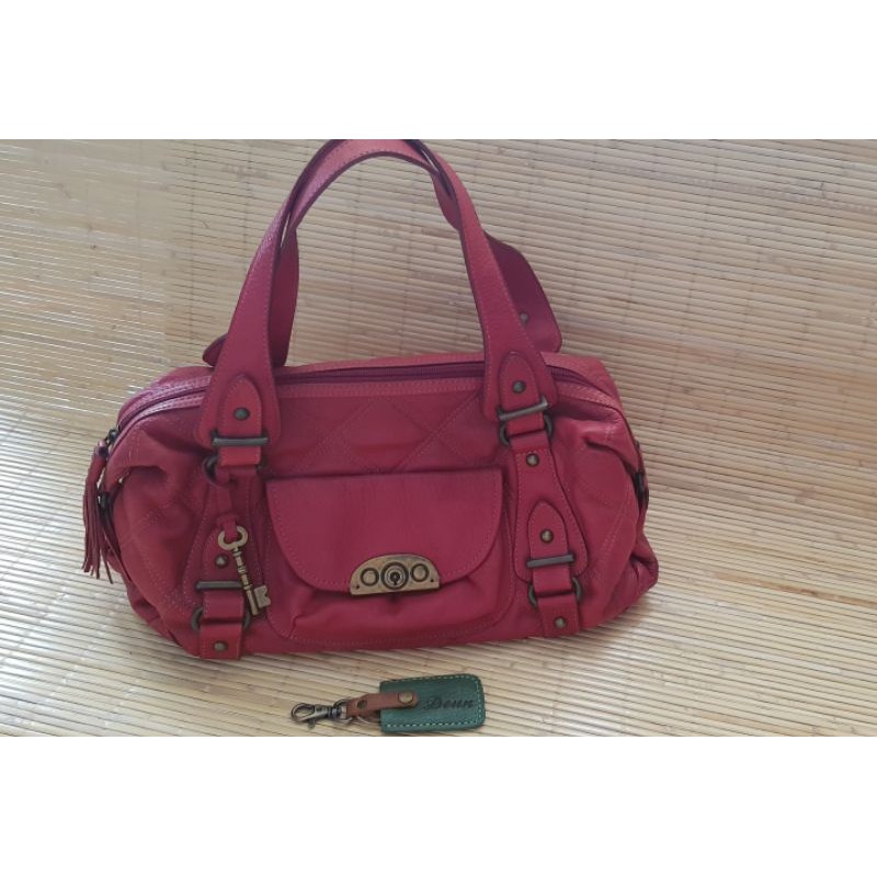 Preloved Tas Fossil Fifty Four Quilted Caviar Red Satchel