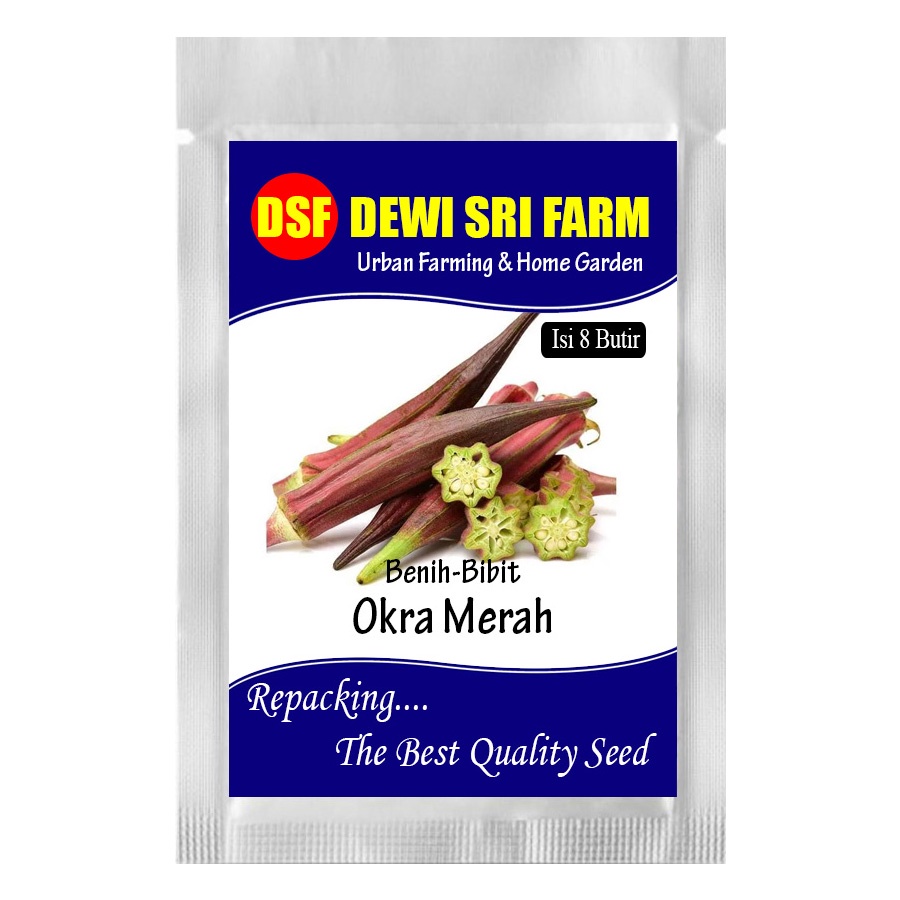 okra merah -±10 biji benih bibit okra merah