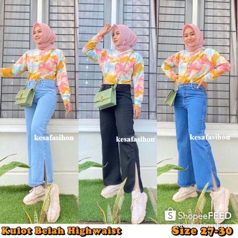 Kulot Jeans Eonni Hijab Friendly / Kulot jeans belah / kulot jeans wanita