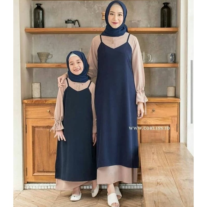 Set-Family-Muslim-Busana- Dress Muslim Couple Polos / Rosalin Gamis Couple -Busana-Muslim-Family-