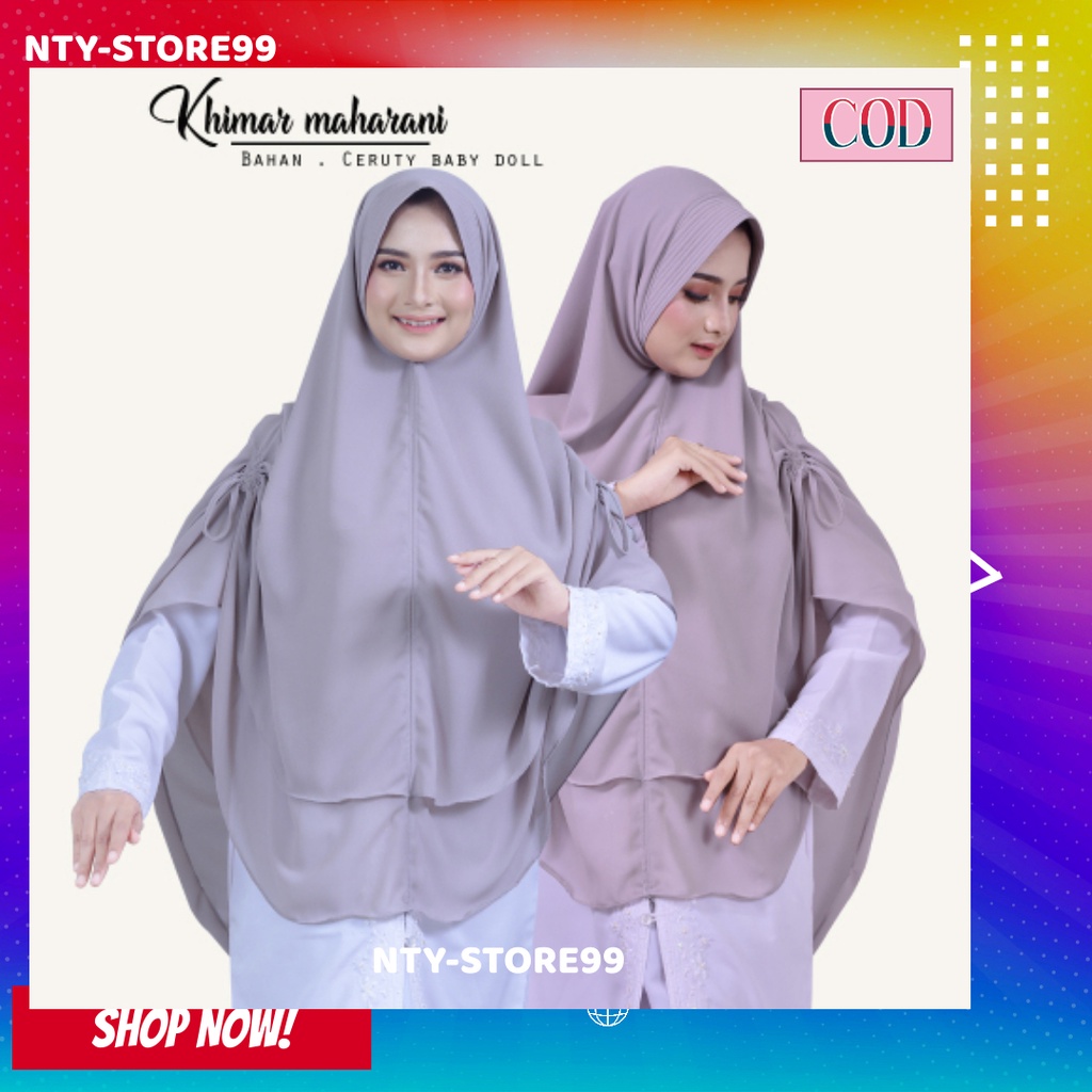 Jilbab Syari Jumbo 2 Layer Serut Ceruty Babby doll Kerudung Jumbo Ceruty Jilbab Khimar Maharani