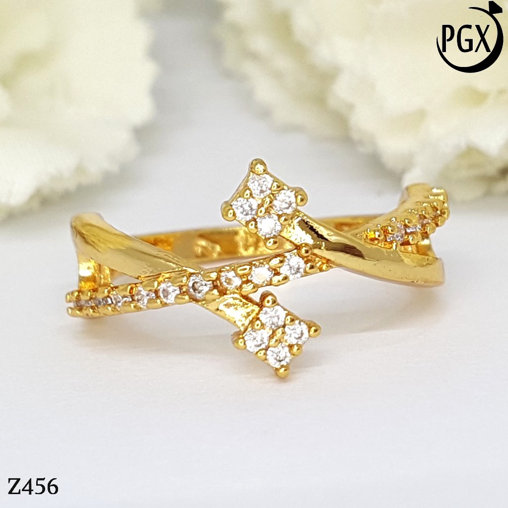 PGX Cincin Xuping Wanita Lapis Emas Aksesoris Perhiasan Fashion Premium - Z456