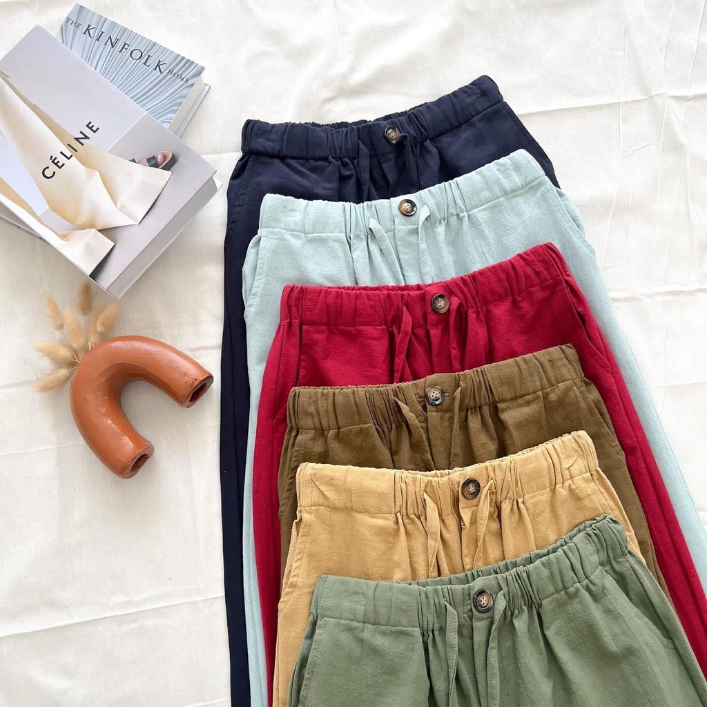 1KG MUAT 5PCS | NINA PANTS LINEN RAMI DAILY CELANA KARET  TALI HITS OOTD ALA SELEBGRAM FASHION GROSIR WANITA TERMURAH