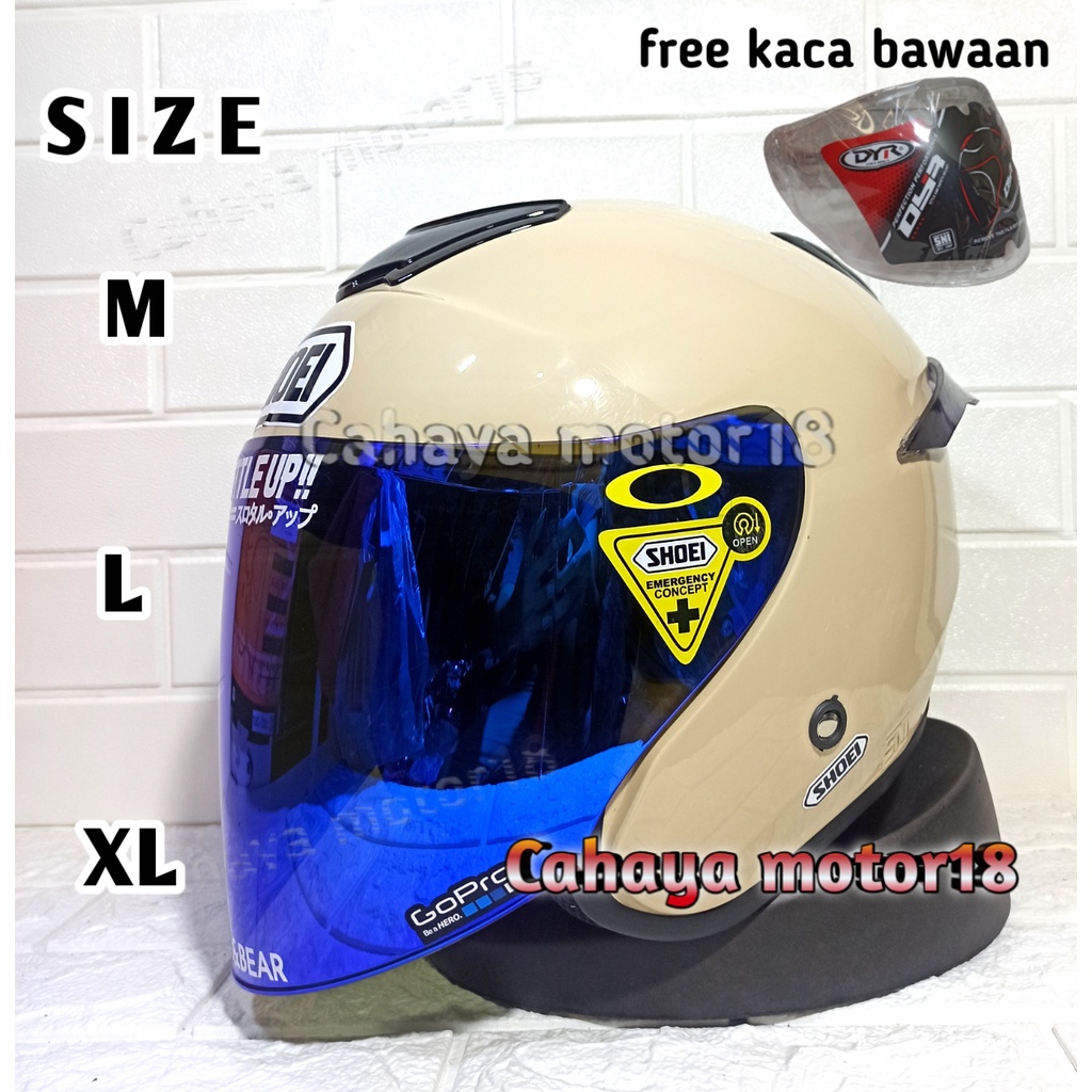 HELM KYOTO REPLIKA CREAM|MERK DYR|COSTUM SHOEI CLONE PAKET