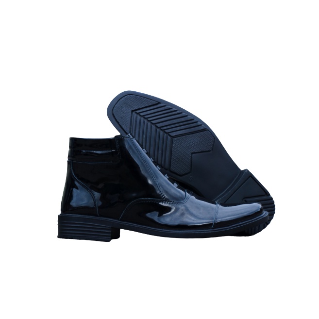 Sepatu Safety Boots Kulit Mengkilap