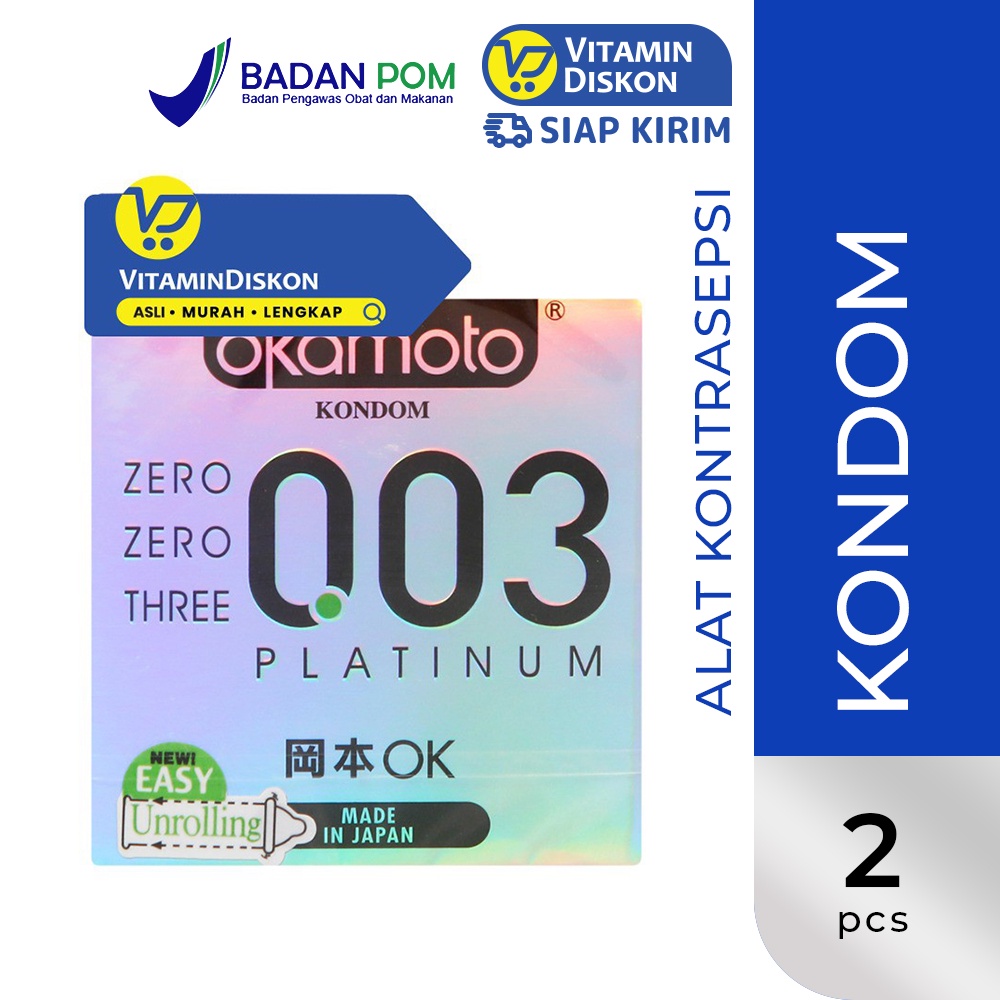 Okamoto Platinum 003 BPOM 2's | Kondom Alat Kontrasepsi, Tipis Maksimalkan Sensasi Berhubungan