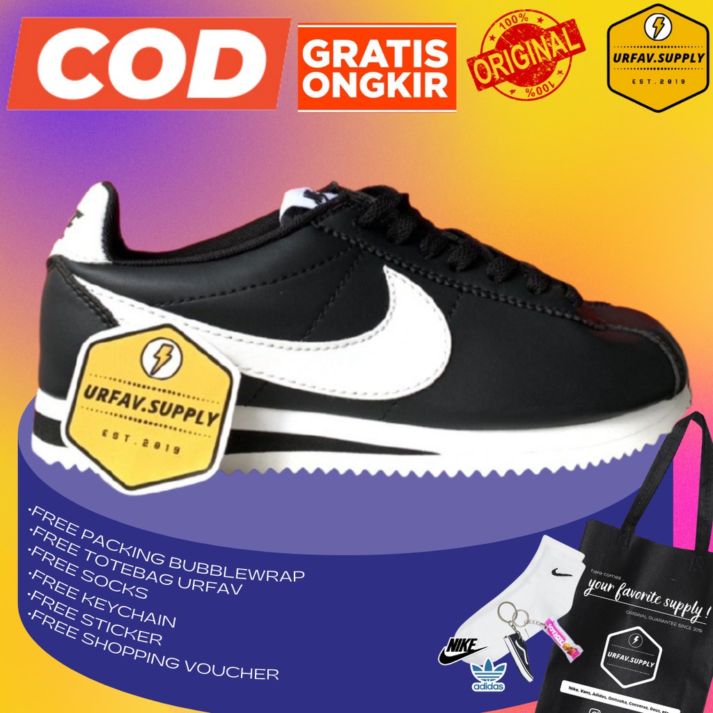 BNIB Nike Cortez ORIGINAL 100% - Classic Leather Black White // sepatu hitam putih klasik