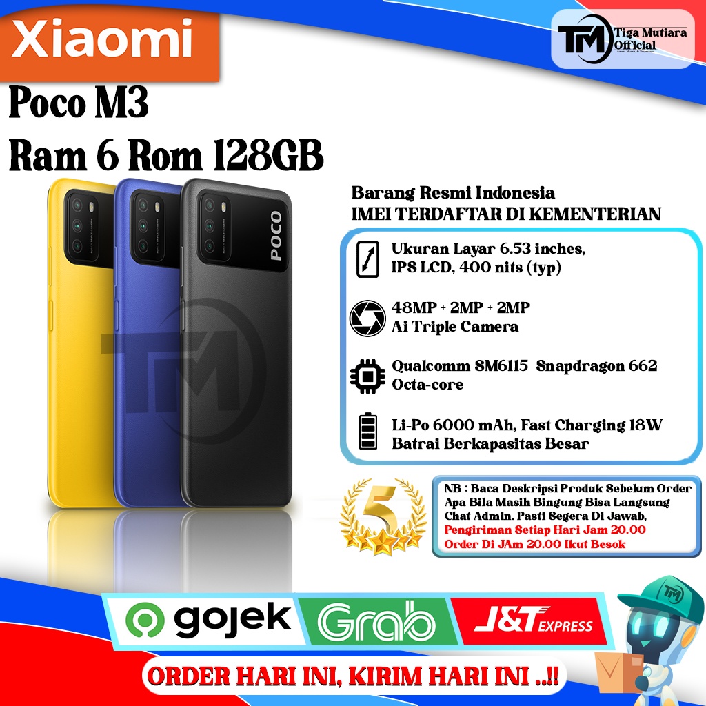 Xiaomi Poco M3 Ram 6 Rom 128GB Segel Original & Bergaransi Resmi